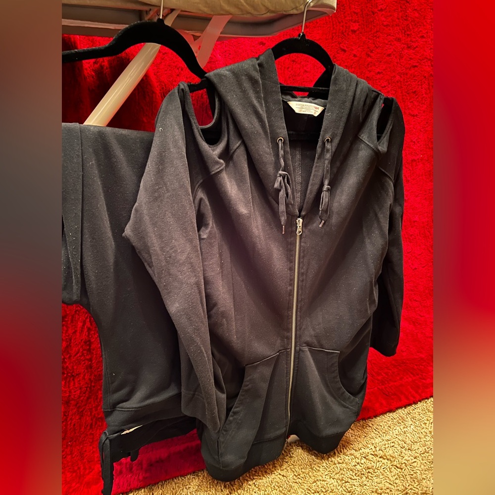 Boston Proper Sport Black Zip-Up Hoodie with matching pants